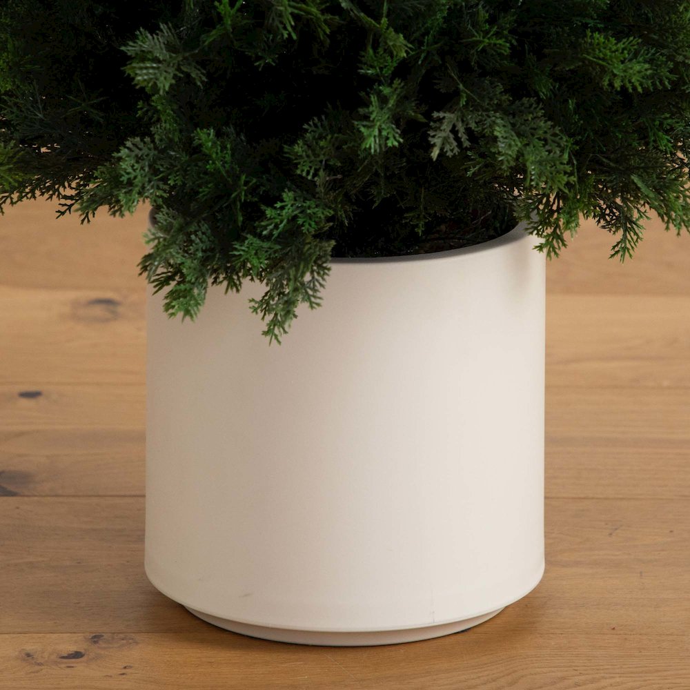 5ft. UV Resistant Artificial Cedar Tree in Decorative White Planter. Picture 2