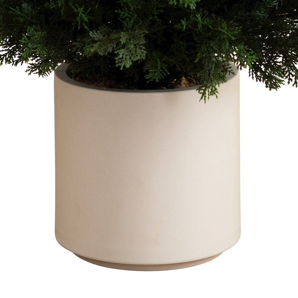 6ft. UV Resistant Artificial Cedar Tree in Decorative White Planter. Picture 2