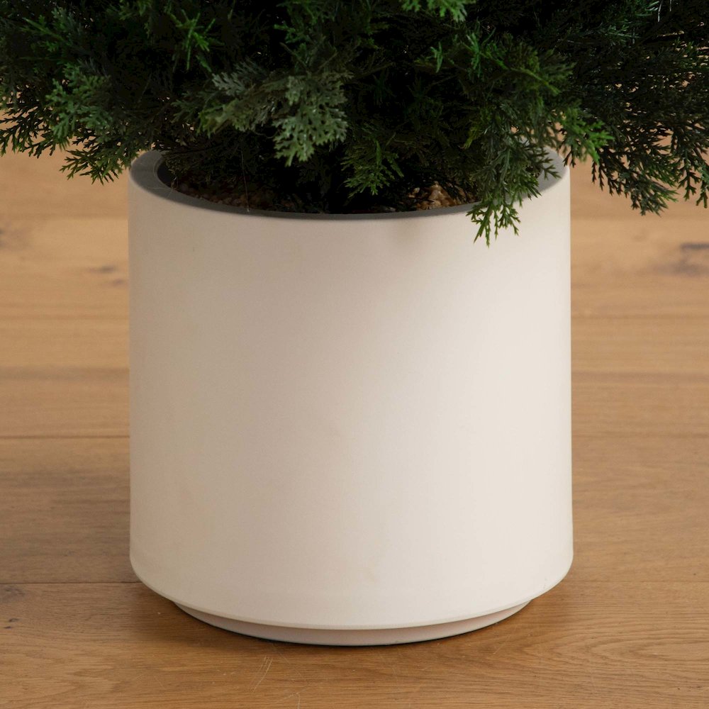 6ft. UV Resistant Artificial Cedar Tree in Decorative White Planter. Picture 6