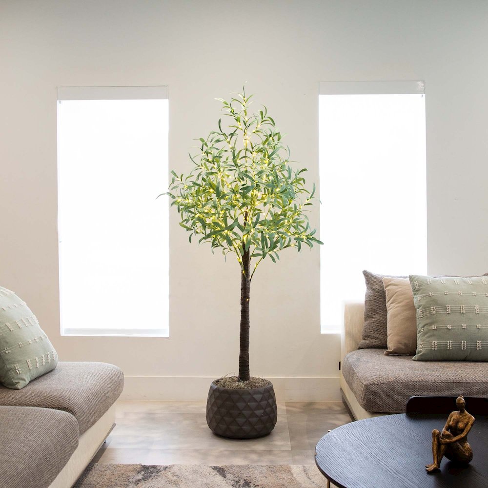 5ft. Lighted Artificial Olive Tree with 300 Warm White LED Lights. Picture 5