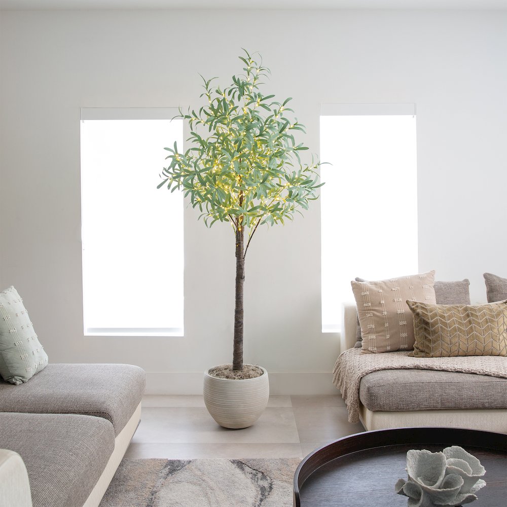 6ft. Lighted Artificial Olive Tree with 420 Warm White LED Lights. Picture 8