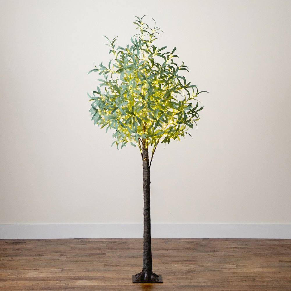 6ft. Lighted Artificial Olive Tree with 420 Warm White LED Lights. Picture 7