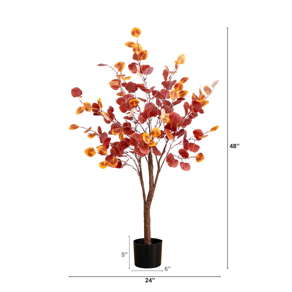 4ft. Pre-Lit Autumn Eucalyptus Artificial Fall Tree. Picture 5