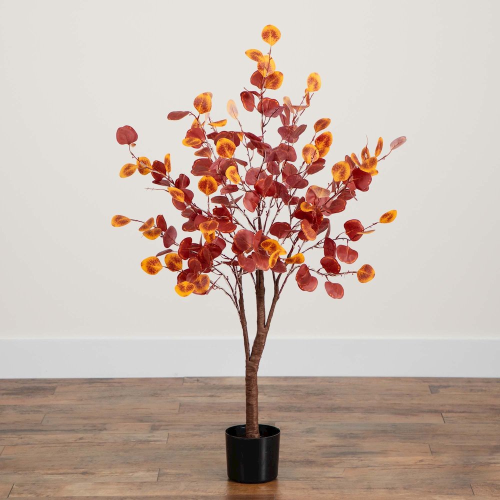 4ft. Pre-Lit Autumn Eucalyptus Artificial Fall Tree. Picture 9