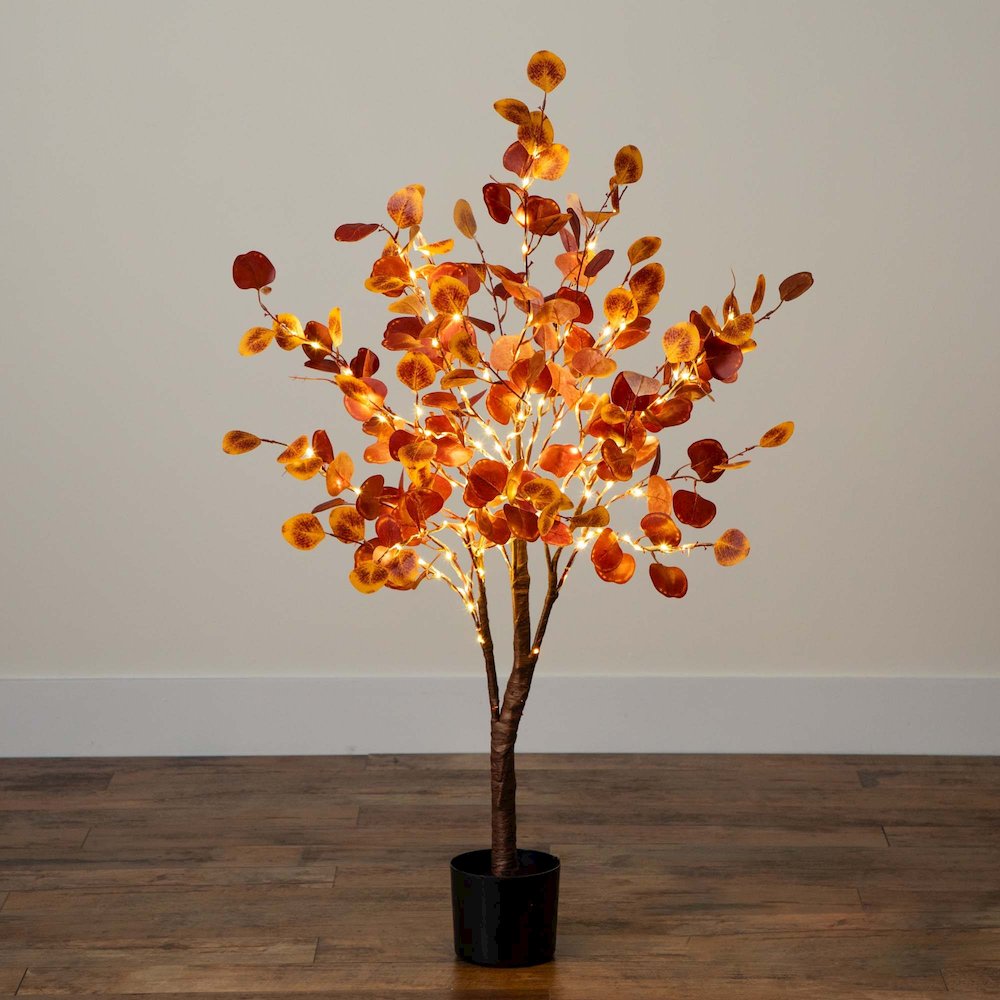 4ft. Pre-Lit Autumn Eucalyptus Artificial Fall Tree. Picture 10