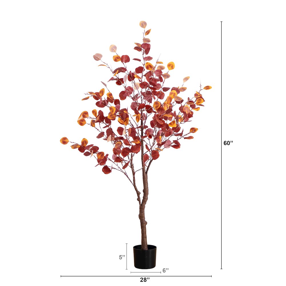 5ft. Pre-Lit Autumn Eucalyptus Artificial Fall Tree. Picture 1