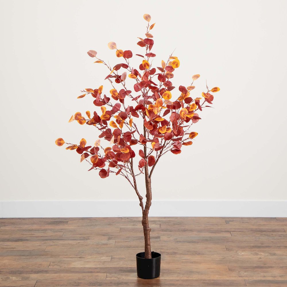 5ft. Pre-Lit Autumn Eucalyptus Artificial Fall Tree. Picture 4