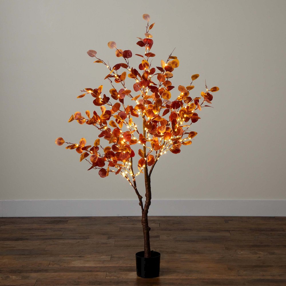 5ft. Pre-Lit Autumn Eucalyptus Artificial Fall Tree. Picture 5