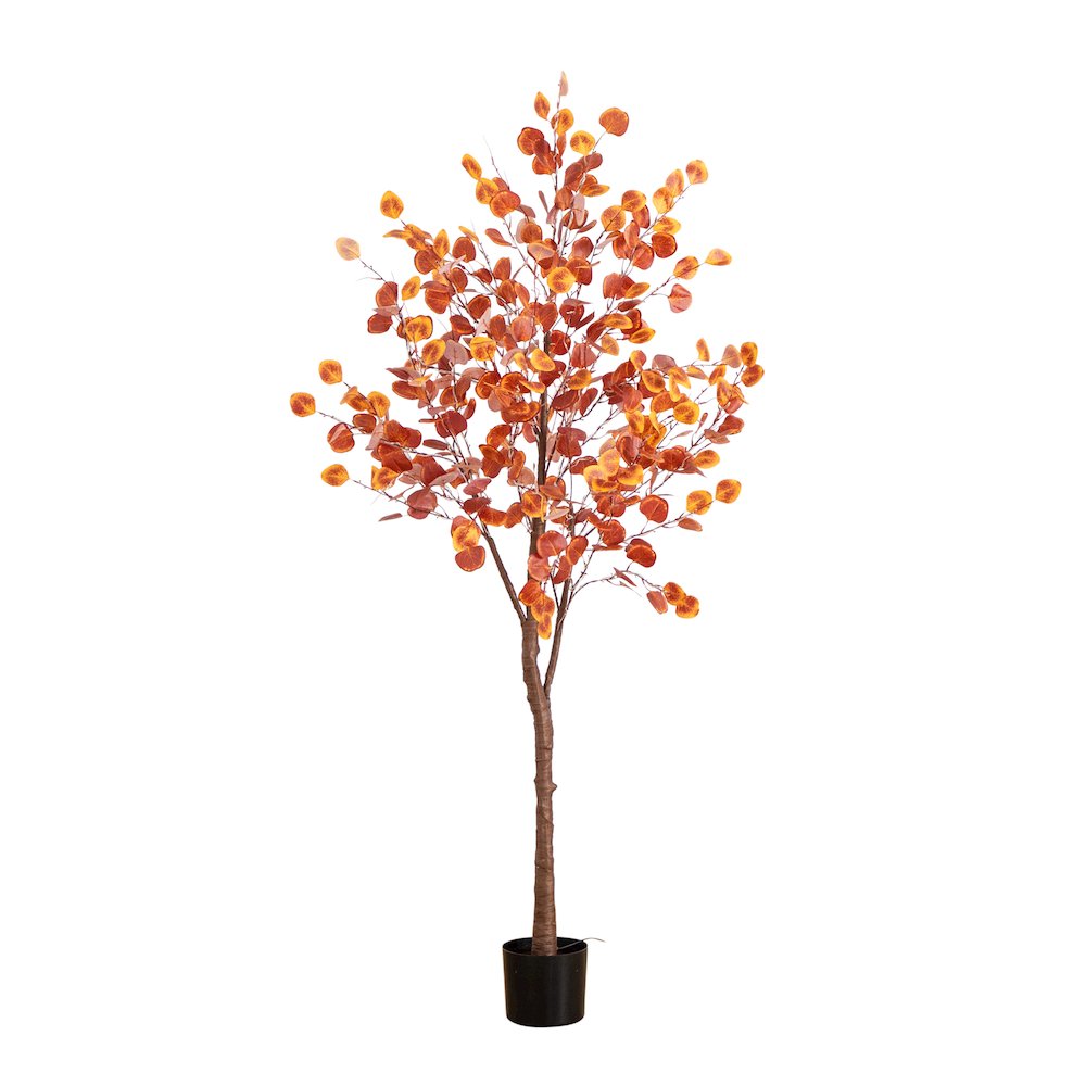 6ft. Pre-Lit Autumn Eucalyptus Artificial Fall Tree. Picture 9