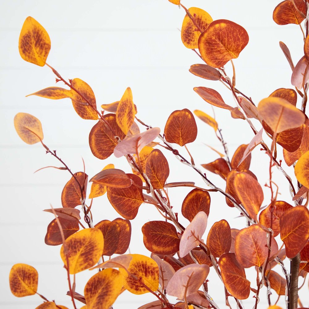6ft. Pre-Lit Autumn Eucalyptus Artificial Fall Tree. Picture 2