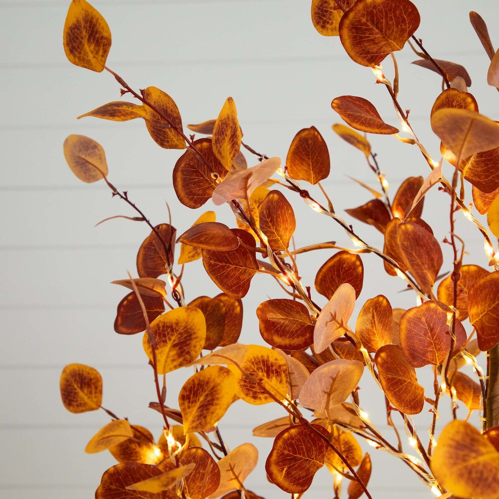 6ft. Pre-Lit Autumn Eucalyptus Artificial Fall Tree. Picture 3
