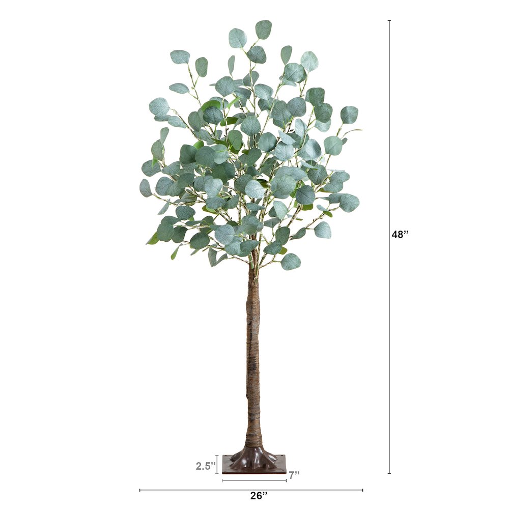 4ft. Lighted Artificial Eucalyptus Tree with 240 Warm White LED Lights. Picture 1