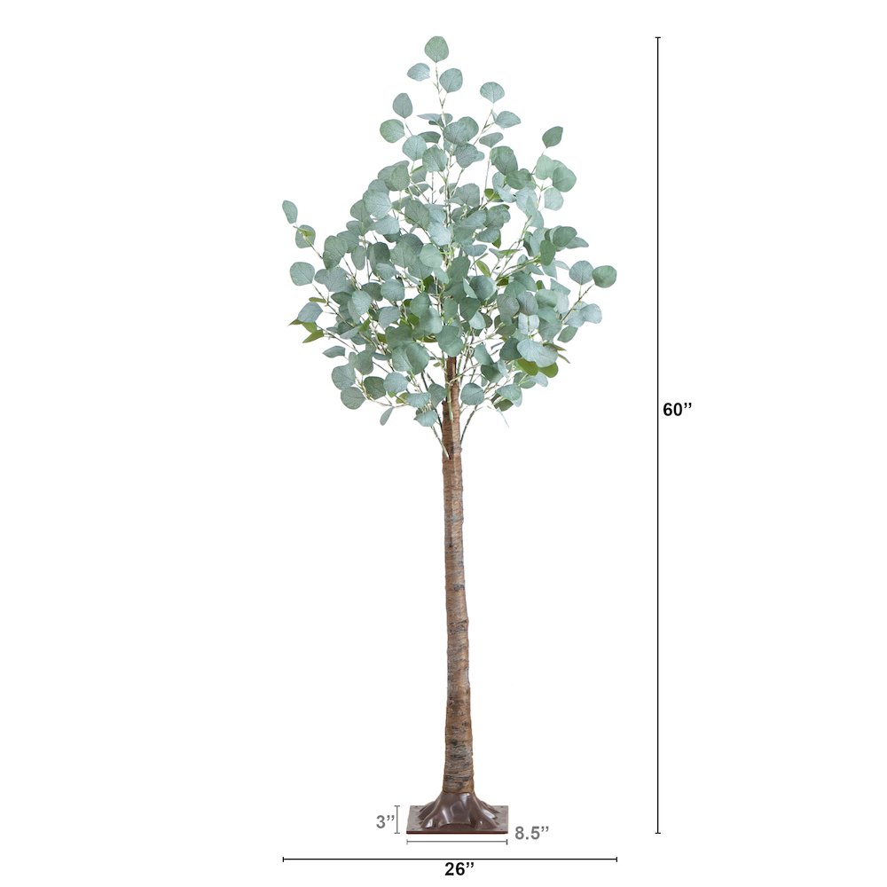 5ft. Lighted Artificial Eucalyptus Tree with 300 Warm White LED Lights. Picture 6