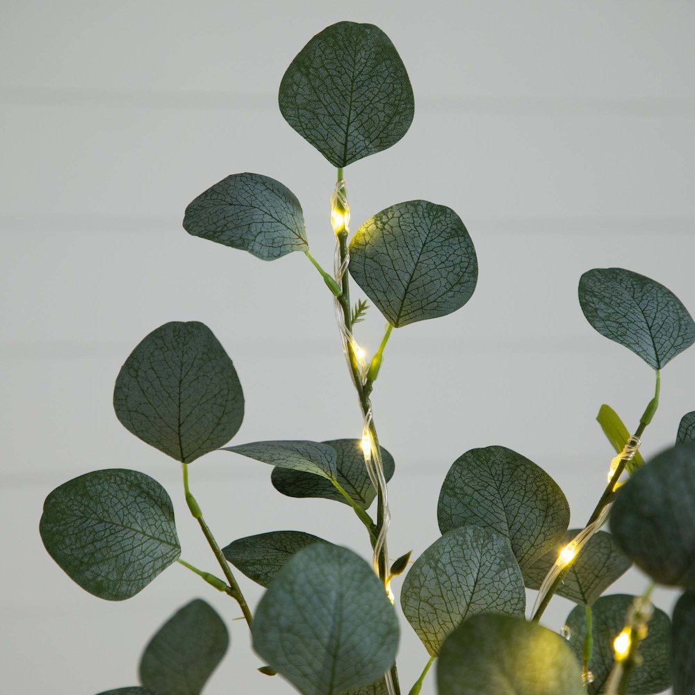 5ft. Lighted Artificial Eucalyptus Tree with 300 Warm White LED Lights. Picture 7