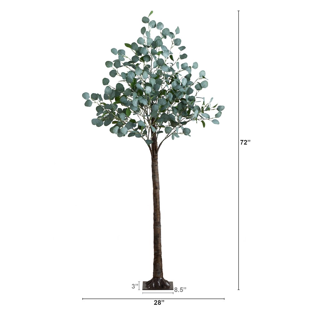 6ft. Lighted Artificial Eucalyptus Tree with 420 Warm White LED Lights. Picture 1