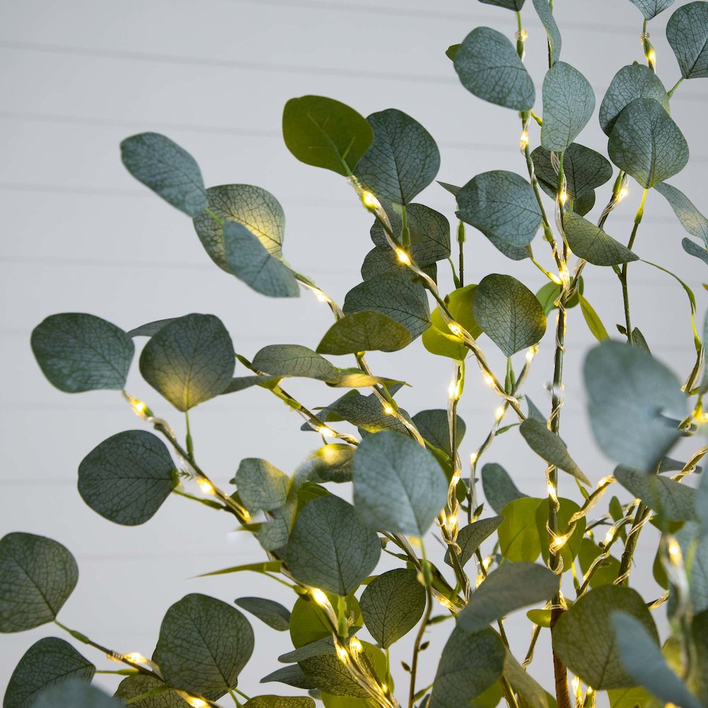 6ft. Lighted Artificial Eucalyptus Tree with 420 Warm White LED Lights. Picture 3