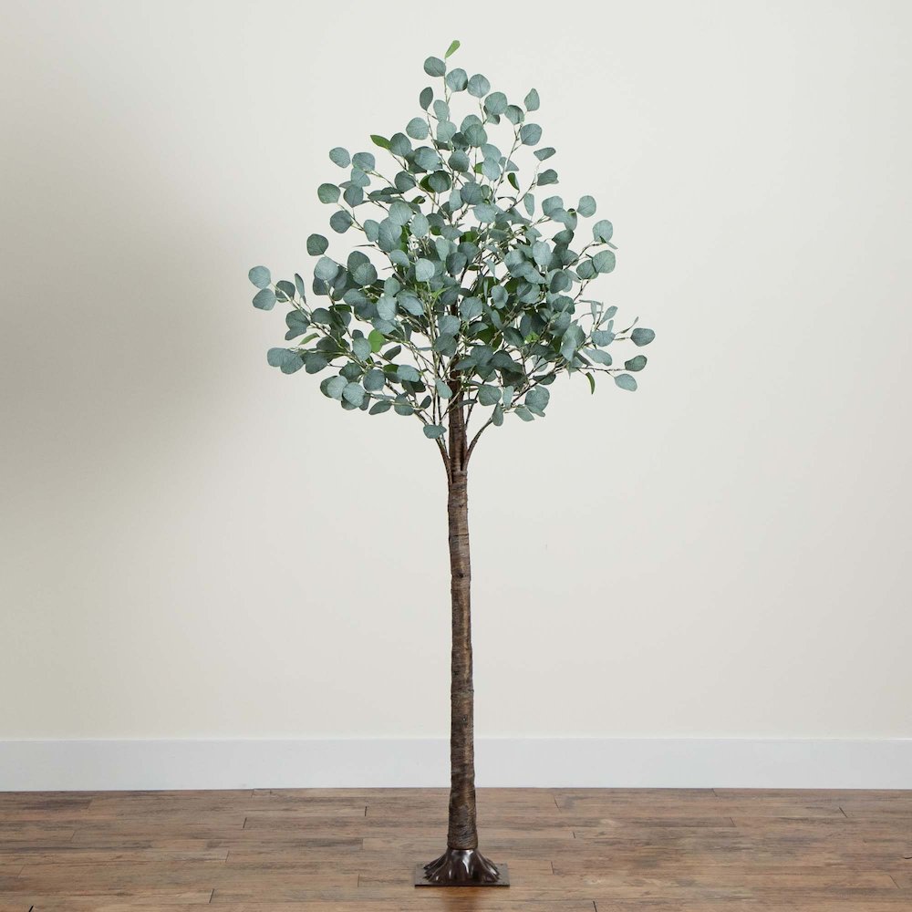 6ft. Lighted Artificial Eucalyptus Tree with 420 Warm White LED Lights. Picture 4