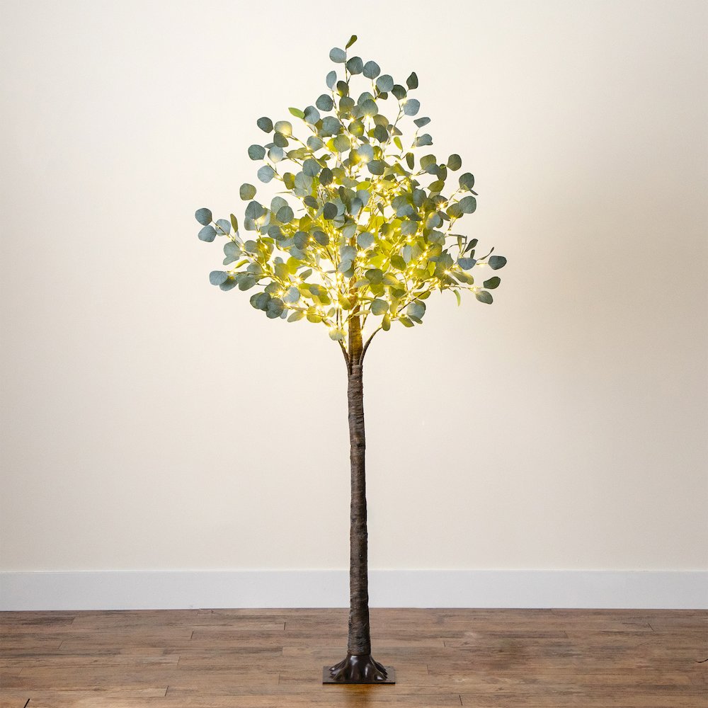 6ft. Lighted Artificial Eucalyptus Tree with 420 Warm White LED Lights. Picture 5