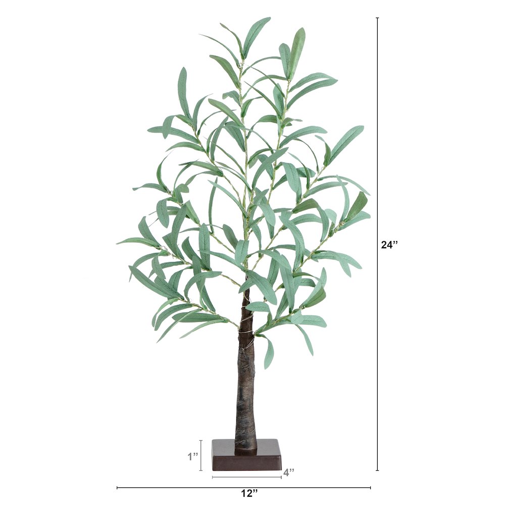 2ft. Lighted Artificial Olive Tree with 60 Warm White LED Lights. Picture 2