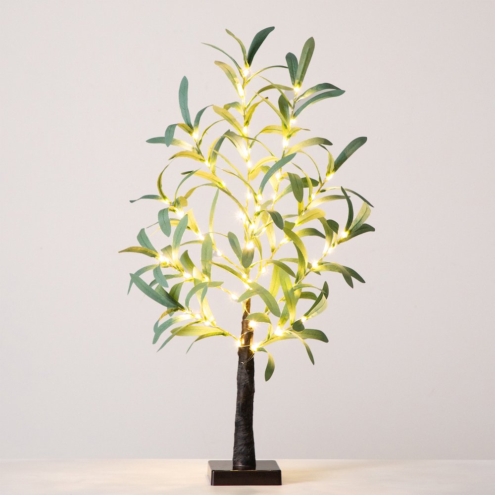 2ft. Lighted Artificial Olive Tree with 60 Warm White LED Lights. Picture 6
