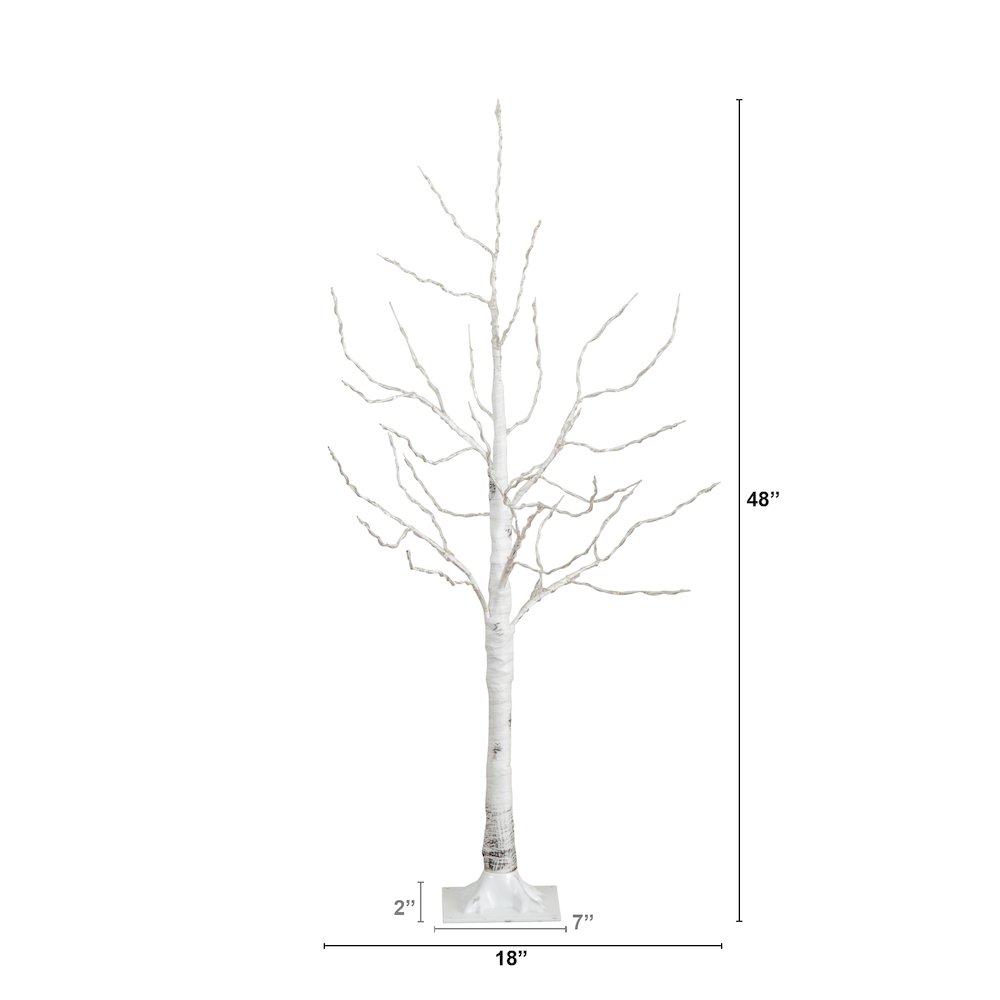 4ft. Pre-Lit Artificial White Birch Tree with 180 Warm White LED Lights. Picture 1