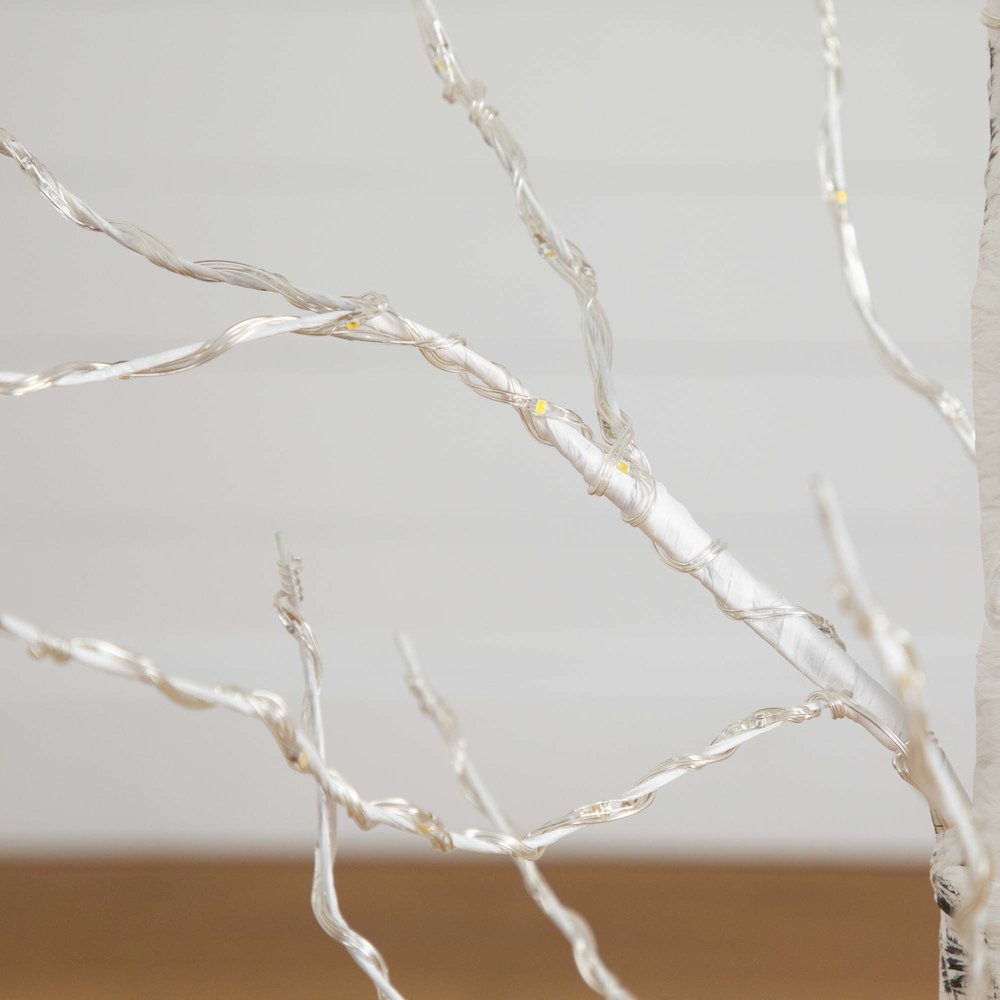 4ft. Pre-Lit Artificial White Birch Tree with 180 Warm White LED Lights. Picture 2