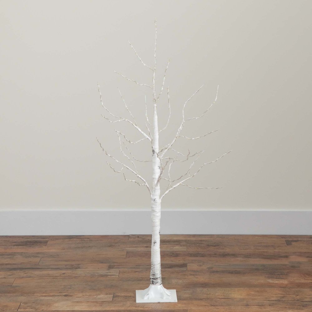 4ft. Pre-Lit Artificial White Birch Tree with 180 Warm White LED Lights. Picture 6
