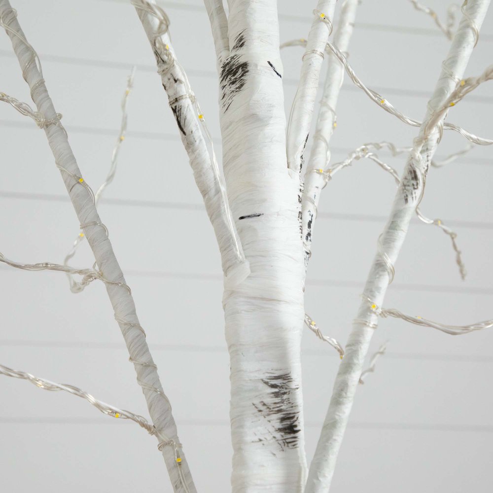8ft. Pre-Lit Artificial White Birch Tree with 500 Warm White LED Lights. Picture 5