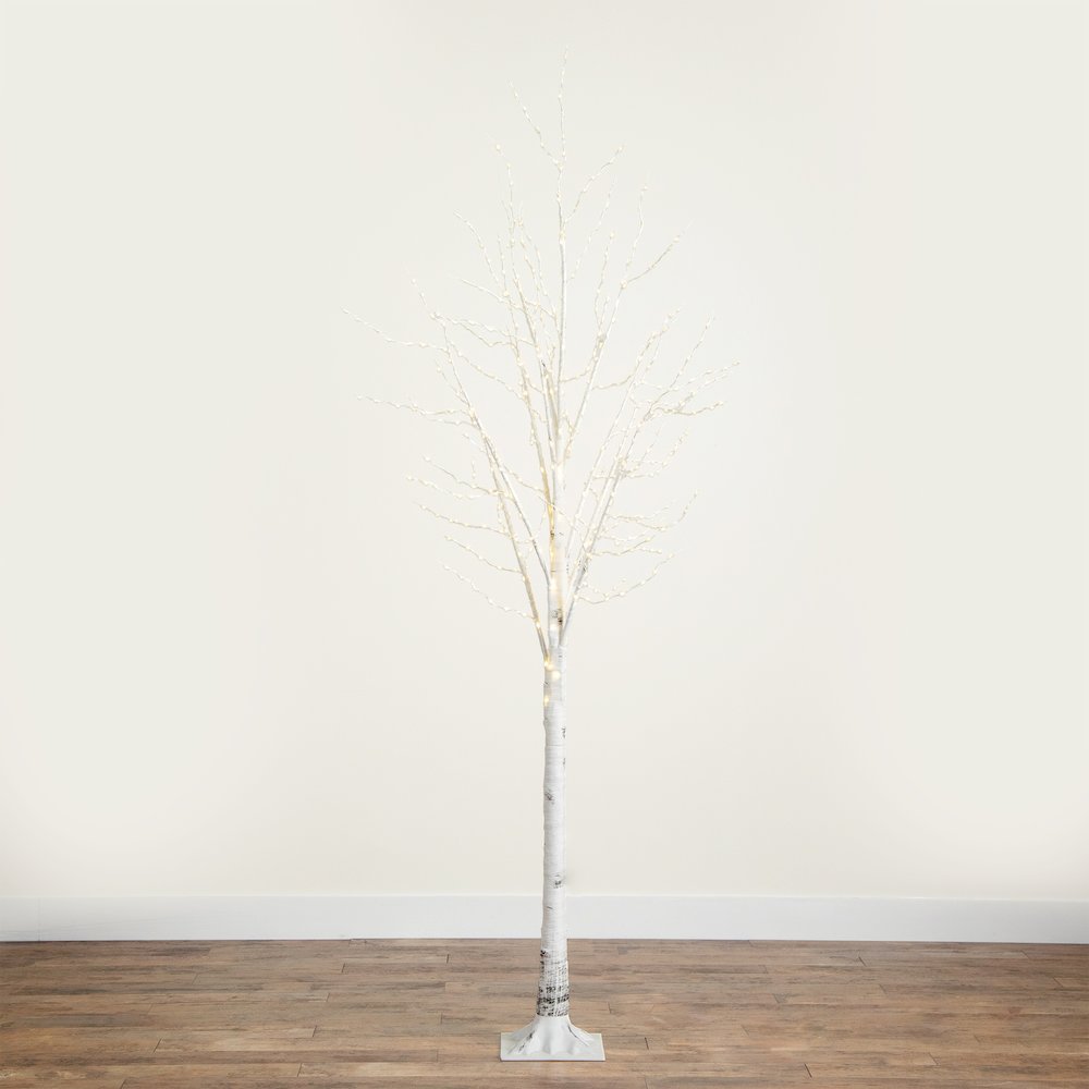 8ft. Pre-Lit Artificial White Birch Tree with 500 Warm White LED Lights. Picture 6