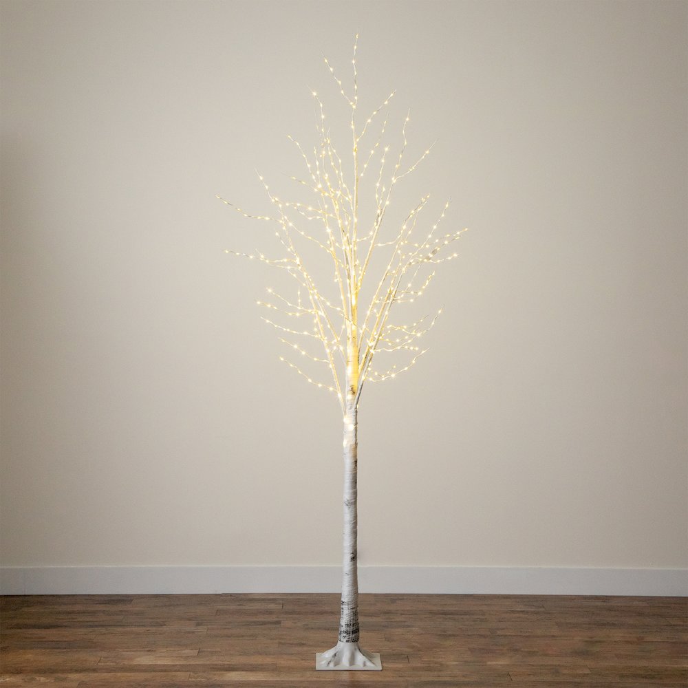 8ft. Pre-Lit Artificial White Birch Tree with 500 Warm White LED Lights. Picture 7