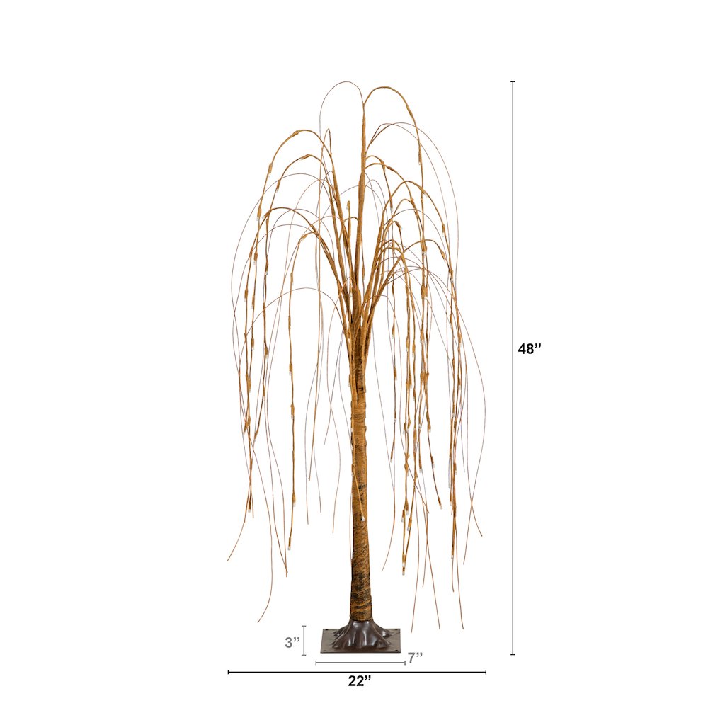 4ft. Pre-Lit Artificial Willow Tree with 120 Warm White LED Lights. Picture 1