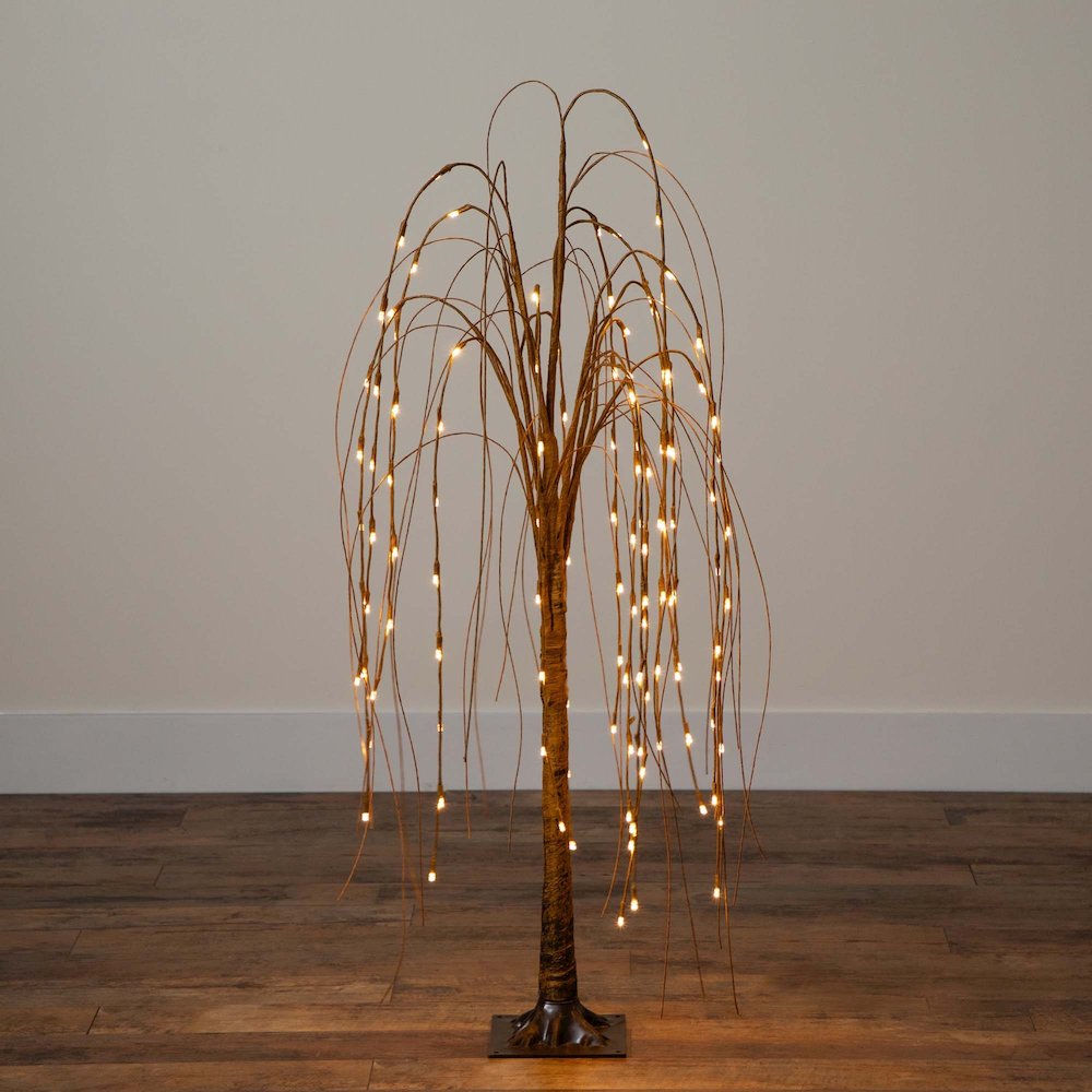 4ft. Pre-Lit Artificial Willow Tree with 120 Warm White LED Lights. Picture 10