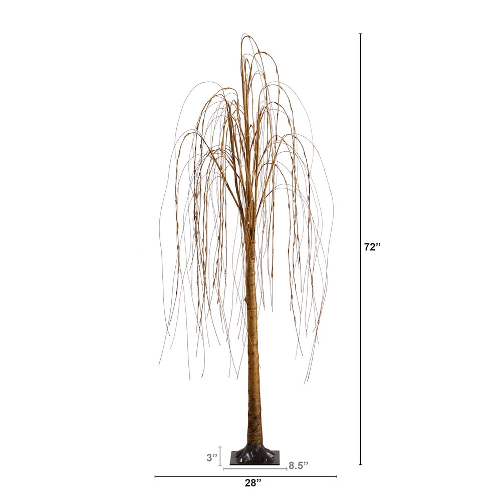 6ft. Pre-Lit Artificial Willow Tree with 160 Warm White LED Lights. Picture 6