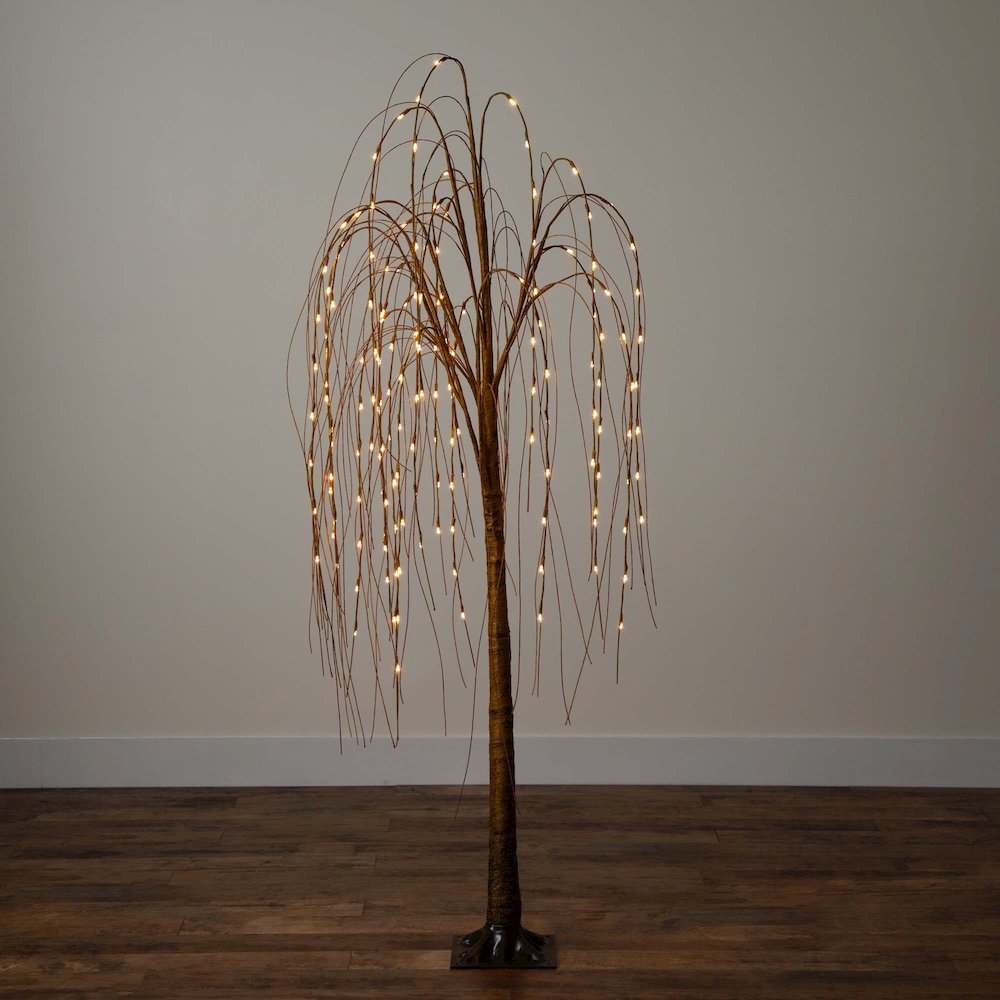 6ft. Pre-Lit Artificial Willow Tree with 160 Warm White LED Lights. Picture 11