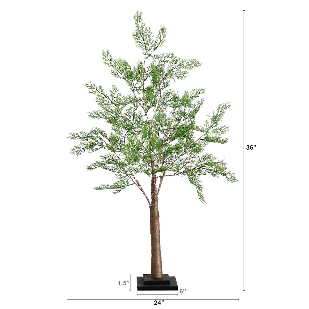 3ft. Lighted Artificial Cypress Tree with 120 Warm White LED Lights. Picture 1