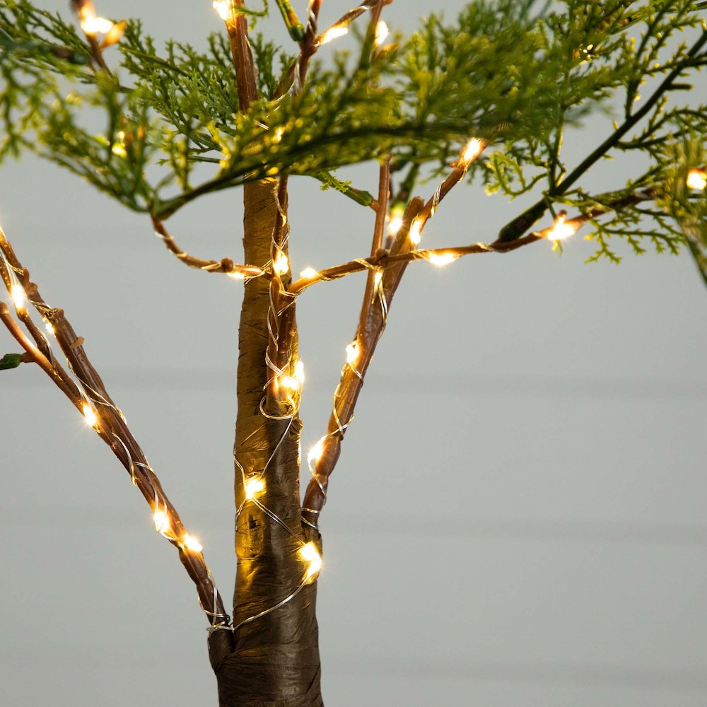 3ft. Lighted Artificial Cypress Tree with 120 Warm White LED Lights. Picture 7