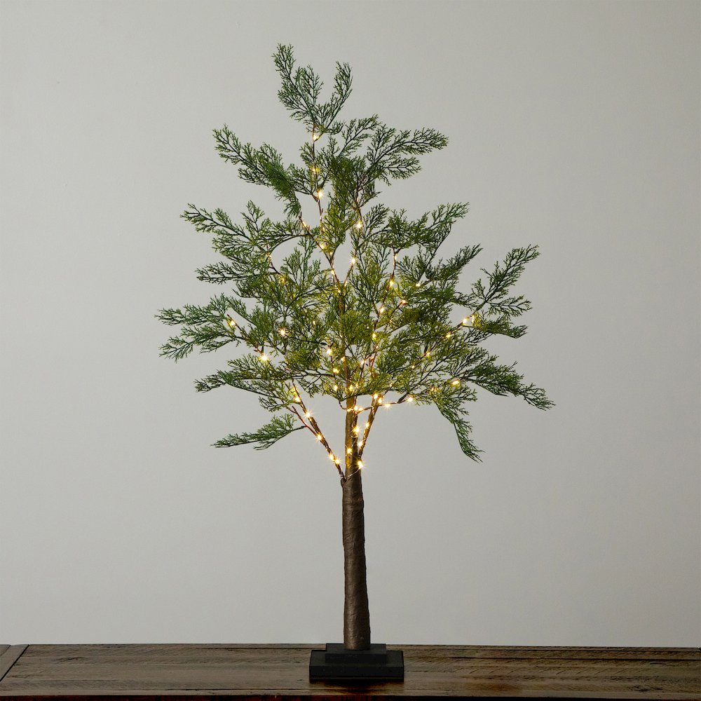 3ft. Lighted Artificial Cypress Tree with 120 Warm White LED Lights. Picture 6