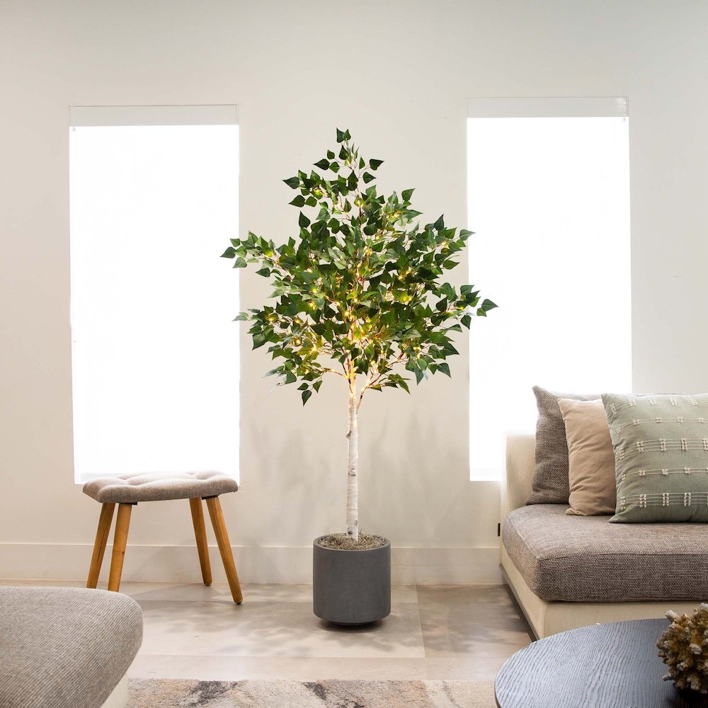 5ft. Lighted Artificial Birch Tree with 180 Warm White LED Lights. Picture 4