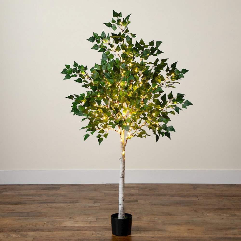 5ft. Lighted Artificial Birch Tree with 180 Warm White LED Lights. Picture 9