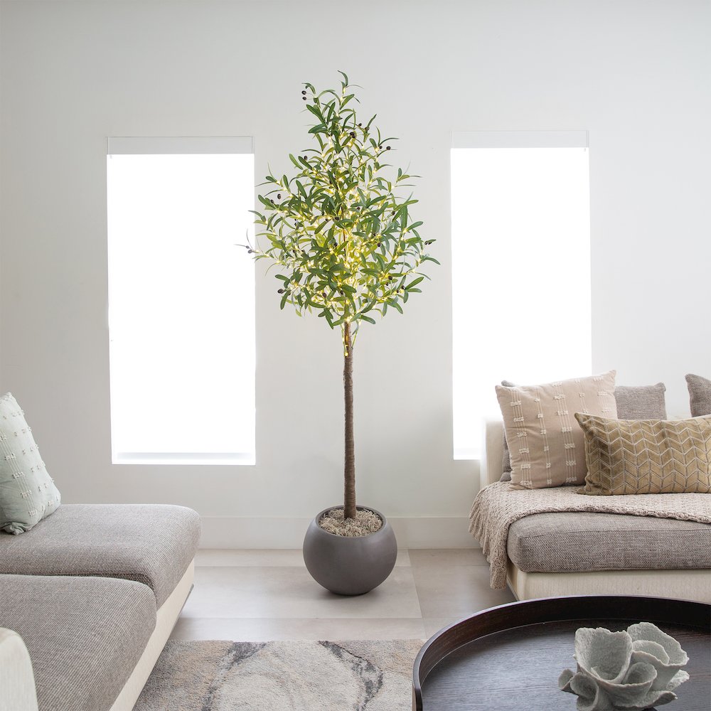 6ft. Lighted Artificial Olive Tree with 300 Warm White LED Lights. Picture 8