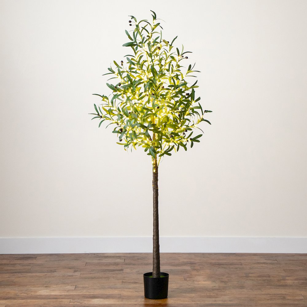 6ft. Lighted Artificial Olive Tree with 300 Warm White LED Lights. Picture 5