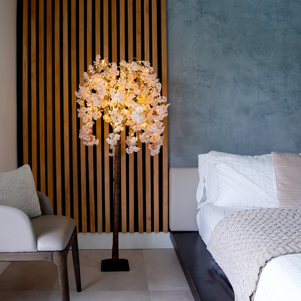 5ft. Lighted Artificial Cascading Cherry Blossom Tree. Picture 5