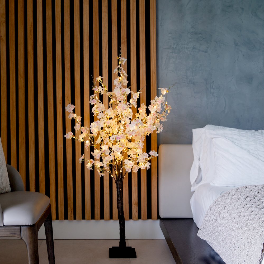 4ft. Lighted Artificial Cherry Blossom Tree with 210 Warm White LED Lights. Picture 8