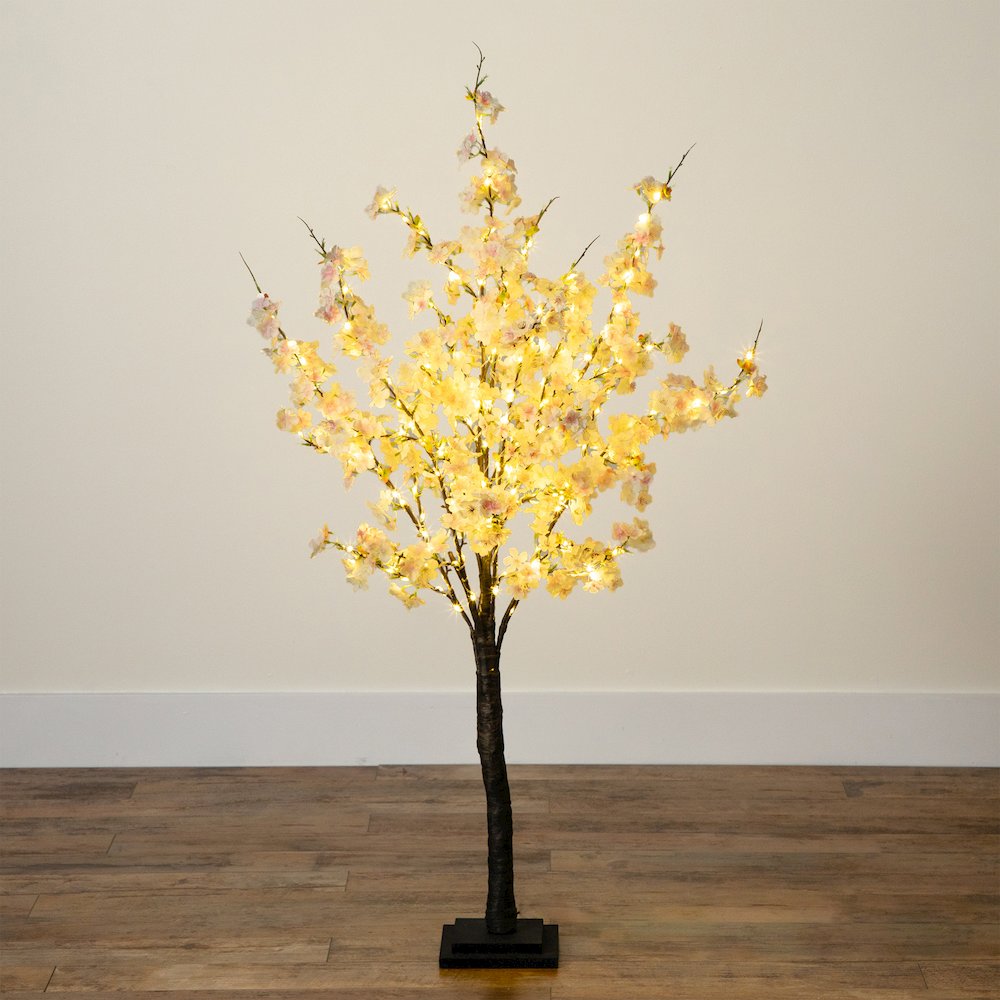 4ft. Lighted Artificial Cherry Blossom Tree with 210 Warm White LED Lights. Picture 6