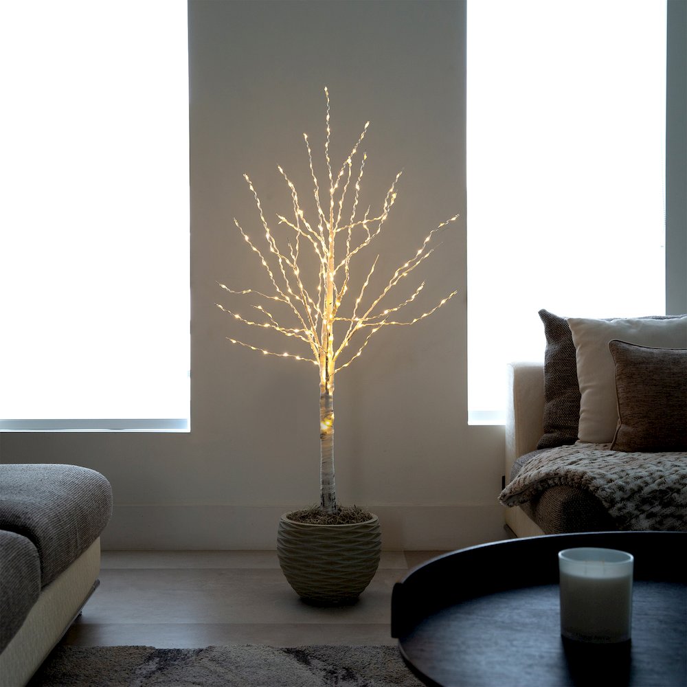 4ft. Pre-Lit Artificial White Birch Tree with 240 Color Changing LED Lights. Picture 15