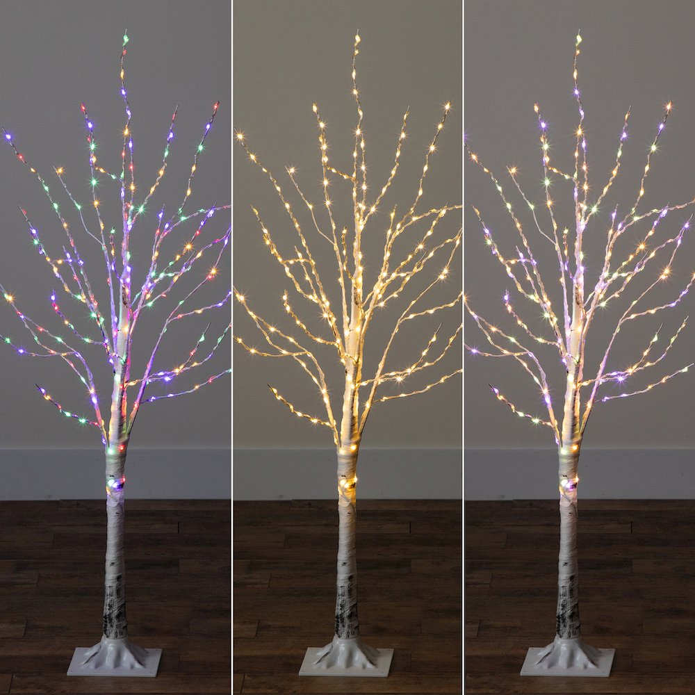 4ft. Pre-Lit Artificial White Birch Tree with 240 Color Changing LED Lights. Picture 6