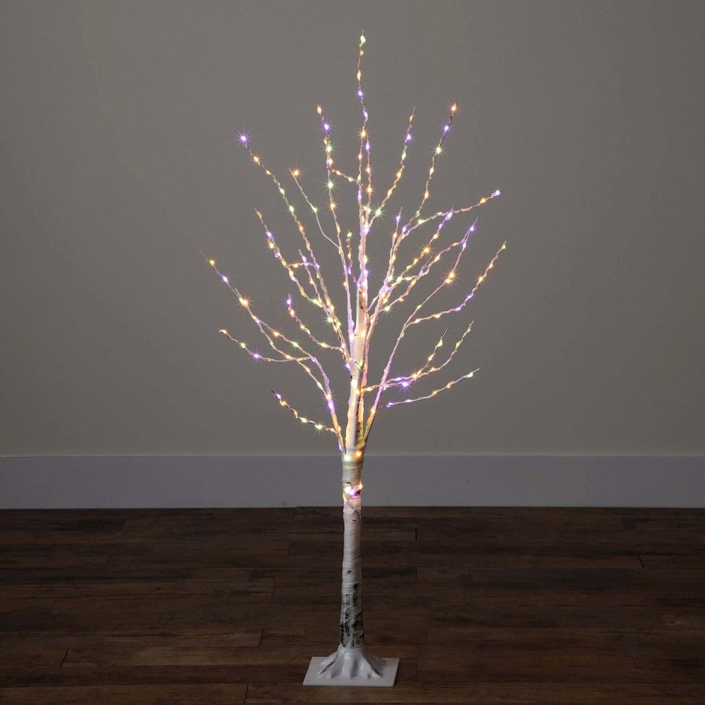 4ft. Pre-Lit Artificial White Birch Tree with 240 Color Changing LED Lights. Picture 12