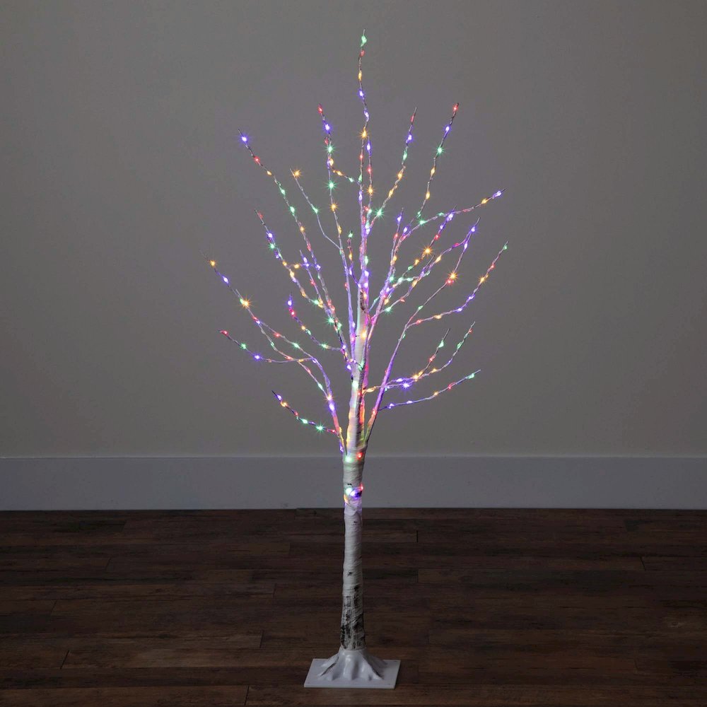 4ft. Pre-Lit Artificial White Birch Tree with 240 Color Changing LED Lights. Picture 14