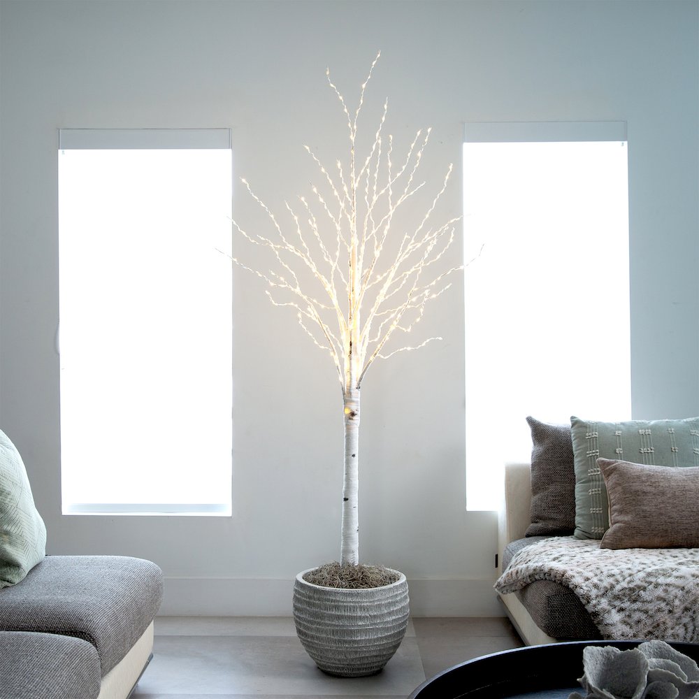 6ft. Pre-Lit Artificial White Birch Tree with 400 Color Changing LED Lights. Picture 7