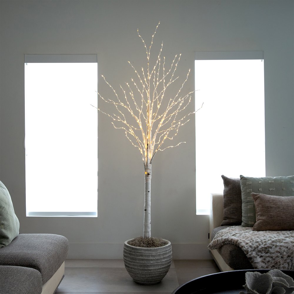 6ft. Pre-Lit Artificial White Birch Tree with 400 Color Changing LED Lights. Picture 11